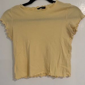 Brandy Melville Yellow Lettuce Edge Crop Top